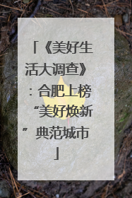 《美好生活大调查》：合肥上榜“美好焕新”典范城市