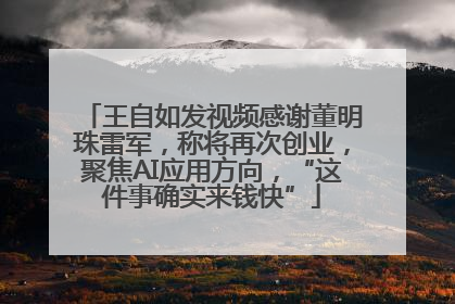 王自如发视频感谢董明珠雷军，称将再次创业，聚焦AI应用方向，“这件事确实来钱快”