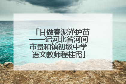 甘做春泥谨护苗——记河北省河间市景和镇初级中学语文教师程桂霞
