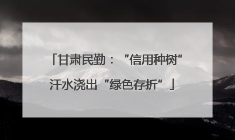 甘肃民勤：“信用种树” 汗水浇出“绿色存折”
