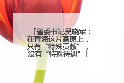 省委书记吴晓军：在青海这片高原上，只有“特殊贡献”，没有“特殊待遇”