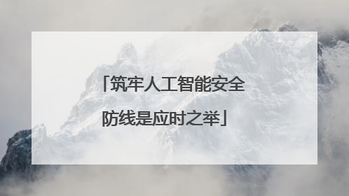 筑牢人工智能安全防线是应时之举