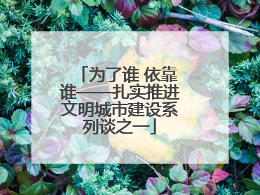 为了谁 依靠谁——扎实推进文明城市建设系列谈之一