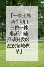 一条主线 两个切口 三位一体 临沂加速推动开发区建设领域改革