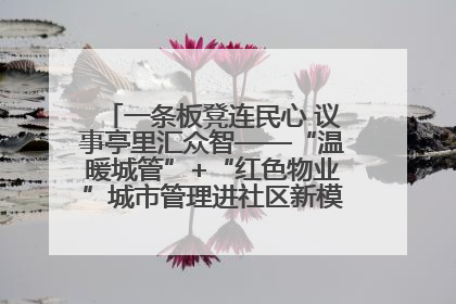 一条板凳连民心 议事亭里汇众智——“温暖城管”+“红色物业”城市管理进社区新模式绘就城市管理社区治理新画卷