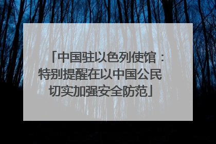中国驻以色列使馆：特别提醒在以中国公民切实加强安全防范
