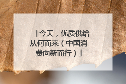 今天，优质供给从何而来（中国消费向新而行）