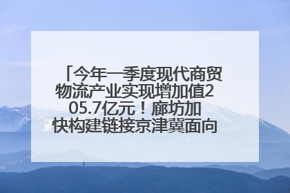 今年一季度现代商贸物流产业实现增加值205.7亿元！廊坊加快构建链接京津冀面向全世界的物流通道