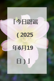 今日辟谣（2025年6月19日）