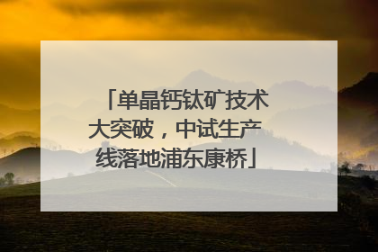 单晶钙钛矿技术大突破，中试生产线落地浦东康桥