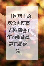 医药主题基金再度霸占涨幅榜！年内收益最高已超84%