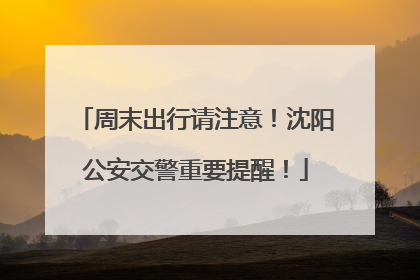 周末出行请注意！沈阳公安交警重要提醒！