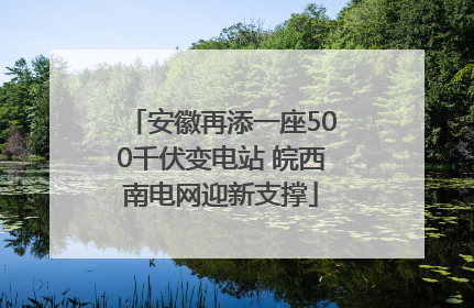 安徽再添一座500千伏变电站 皖西南电网迎新支撑