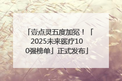 壹点灵五度加冕！「2025未来医疗100强榜单」正式发布