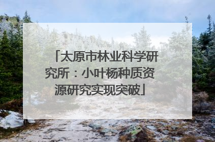 太原市林业科学研究所：小叶杨种质资源研究实现突破