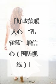 好政策暖人心 “孔雀蓝”增信心（国防视线）