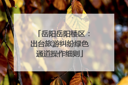 岳阳岳阳楼区：出台旅游纠纷绿色通道操作细则