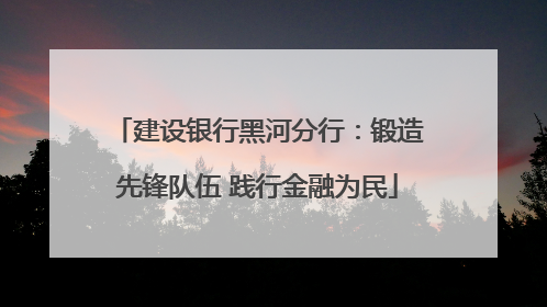 建设银行黑河分行：锻造先锋队伍 践行金融为民