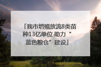 我市增殖放流8类苗种13亿单位 助力“蓝色粮仓”建设