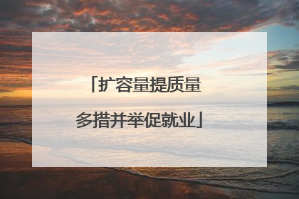 扩容量提质量 多措并举促就业