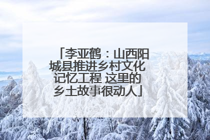 李亚鹤：山西阳城县推进乡村文化记忆工程 这里的乡土故事很动人