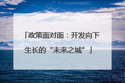 政策面对面：开发向下生长的“未来之城”
