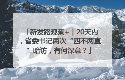 新发路观察+｜20天内，省委书记两次“四不两直”暗访，有何深意？