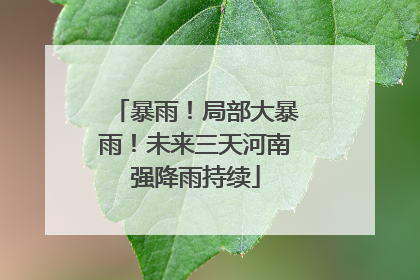 暴雨！局部大暴雨！未来三天河南强降雨持续