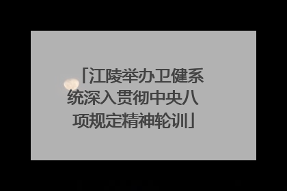 江陵举办卫健系统深入贯彻中央八项规定精神轮训