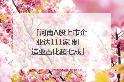 河南A股上市企业达111家 制造业占比超七成
