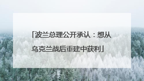 波兰总理公开承认：想从乌克兰战后重建中获利