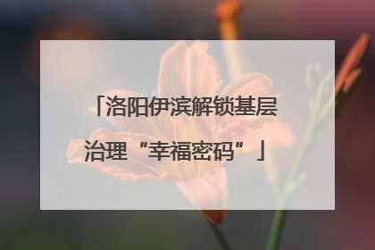 洛阳伊滨解锁基层治理“幸福密码”