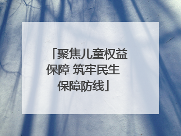 聚焦儿童权益保障 筑牢民生保障防线