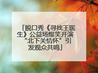 脱口秀《寻找王医生》公益场爆笑开演 “北下关情怀”引发观众共鸣