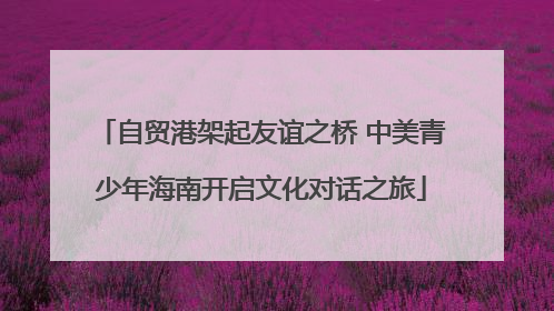 自贸港架起友谊之桥 中美青少年海南开启文化对话之旅