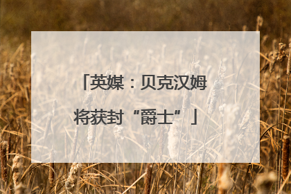 英媒：贝克汉姆将获封“爵士”