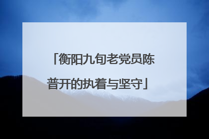 衡阳九旬老党员陈普开的执着与坚守