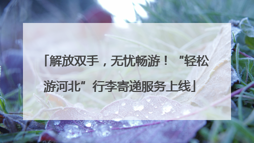 解放双手，无忧畅游！“轻松游河北”行李寄递服务上线