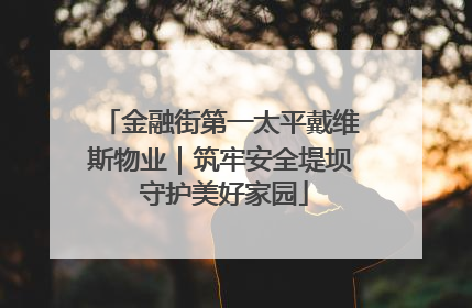 金融街第一太平戴维斯物业｜筑牢安全堤坝 守护美好家园