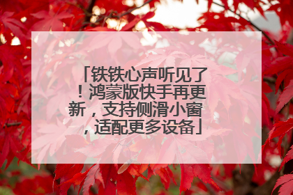 铁铁心声听见了！鸿蒙版快手再更新，支持侧滑小窗，适配更多设备