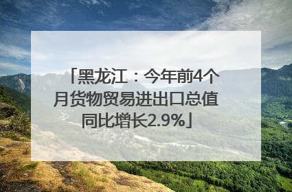 黑龙江：今年前4个月货物贸易进出口总值同比增长2.9%