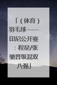 （体育）羽毛球——印尼公开赛：程星/张驰晋级混双八强