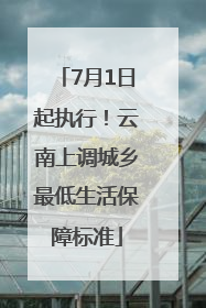7月1日起执行！云南上调城乡最低生活保障标准
